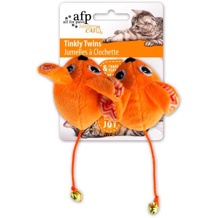 All For Paws Kattelegetøj Tinkly Twins ORANGE