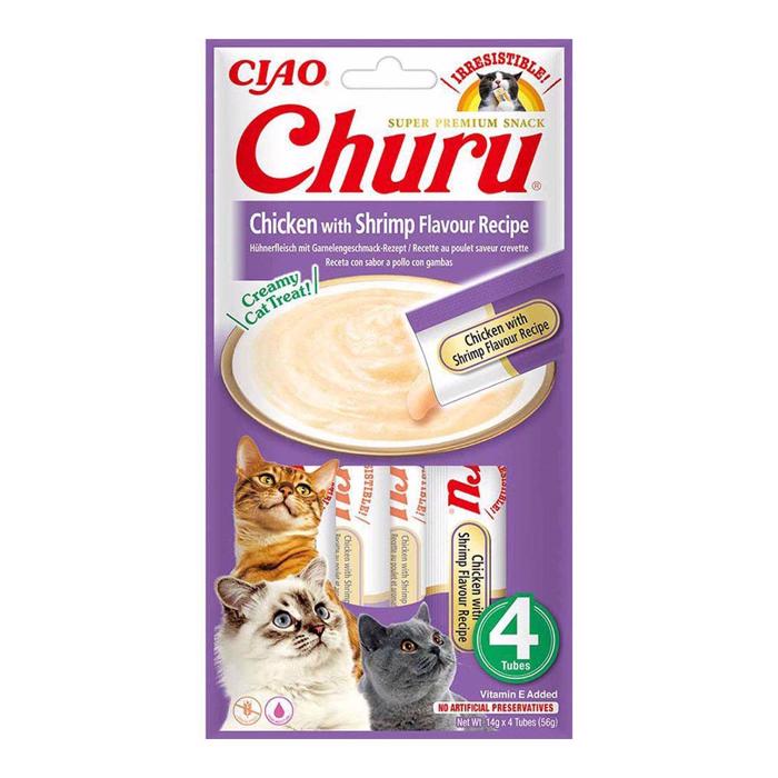 Ciao Churu Chicken With Shrimp Flavour Recipe Cremede Godbidder Til Katten 4 x 14g