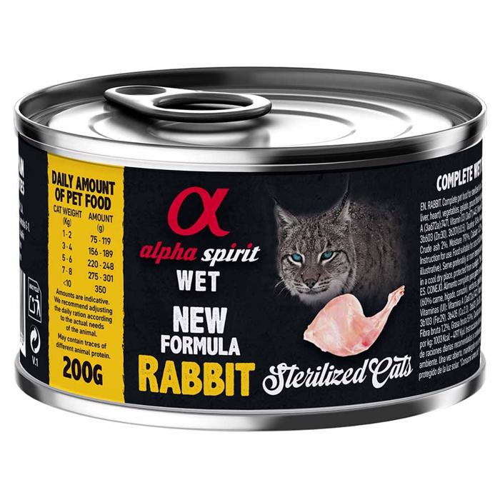 Alpha Spirit Vådfoder Til Kat Sterilized Cats Rabbit 200g