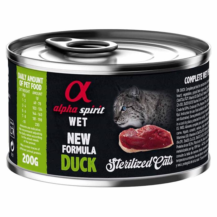 Alpha Spirit Vådfoder Til Kat Sterilized Cats Duck 200g