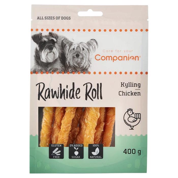 Companion Rawhide Roll Twisted Tyggestænger med Kylling VALUEPACK 400g