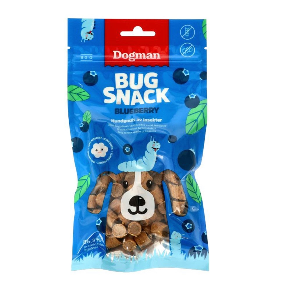Dogman Godbidder Bug Snack Blueberry 80g