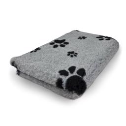 Vet Bed Extra Soft Design Grey With Black Big Paw 100 x 150cm