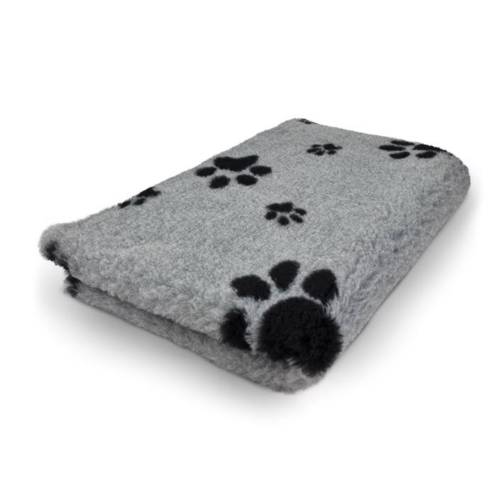 Vet Bed Extra Soft Design Grey With Black Big Paw 75 x 100 cm