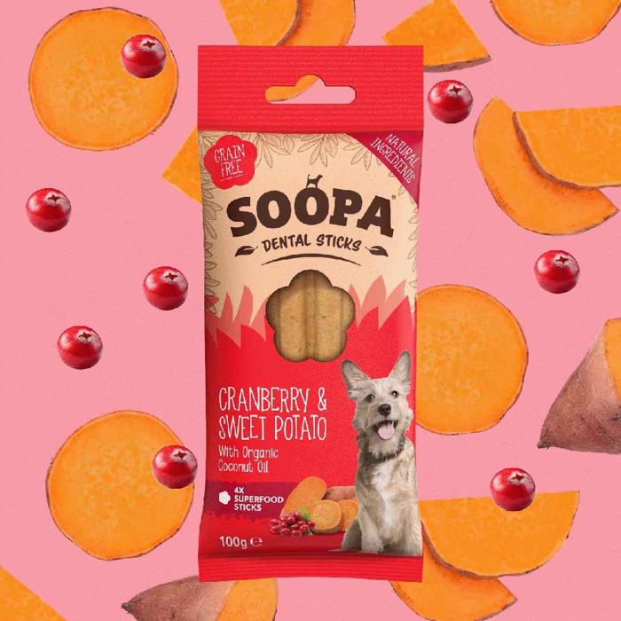 Soopa Vegansk Dental Sticks Cranberry & Sweet Potato 4 Stk