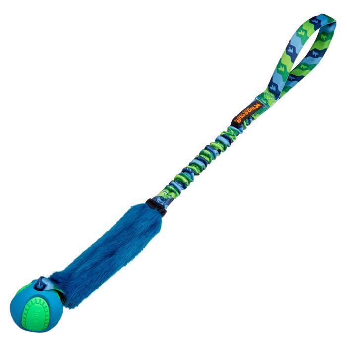 Tug-e-nuff Fauxtastic PowerBall Bungee Blåt Kunstpels med Dummy og Bold 63cm