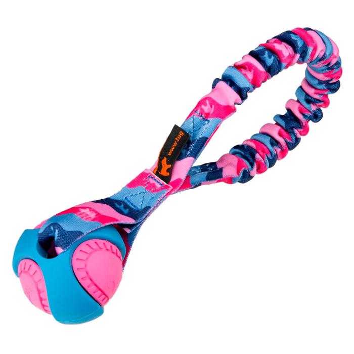 Tug-e-nuff Pocket PowerBall Bungee Dummy med Bold Pink og Blå 24cm