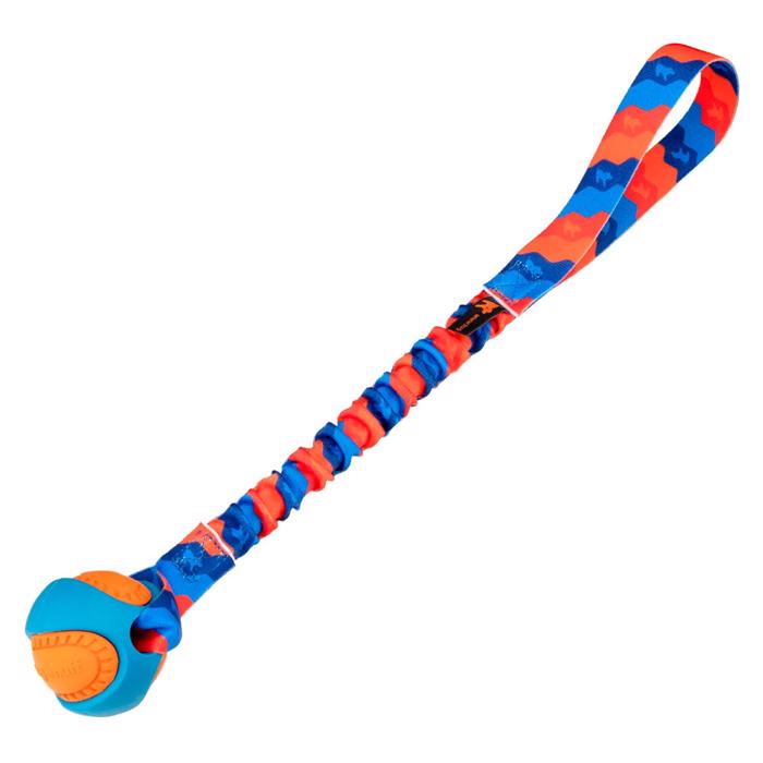 Tug-e-nuff PowerBall Bungee Dummy med Bold Orange og Blå 44cm