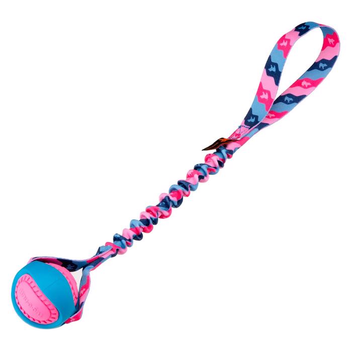 Tug-e-nuff PowerBall Bungee Dummy med Bold Pink og Blå 44cm