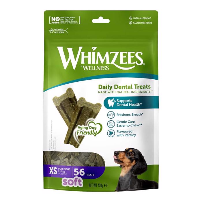 Whimzees Tyggestænger Soft X-SMALL Glutenfri Vegan 56stk Pose