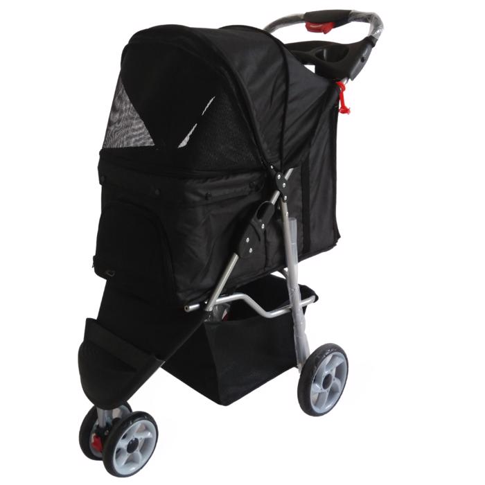 Topmast Hunde Pet Stroller Hundeklapvogn Sort med 3 Hjul