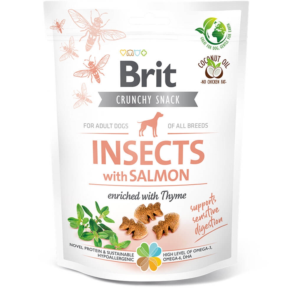 Inca Empire Frustration domæne Brit Crunchy Snack Insects Salmon Beriget Med Timian 200 gram