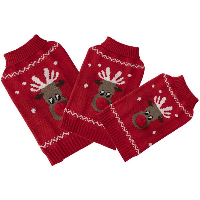 Hundens Jule Trøje Merry Christmas Sweater Med Rudolf & Rød Snude